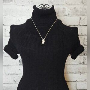 Pink Ribbon Breast Cancer Awareness Flip Flop Pendant Necklace Silvertone